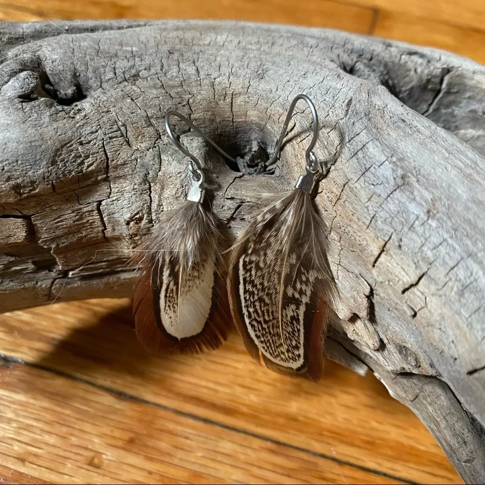 Set of Feather Earrings, Bead and Feather Accents, Urban Outfitters